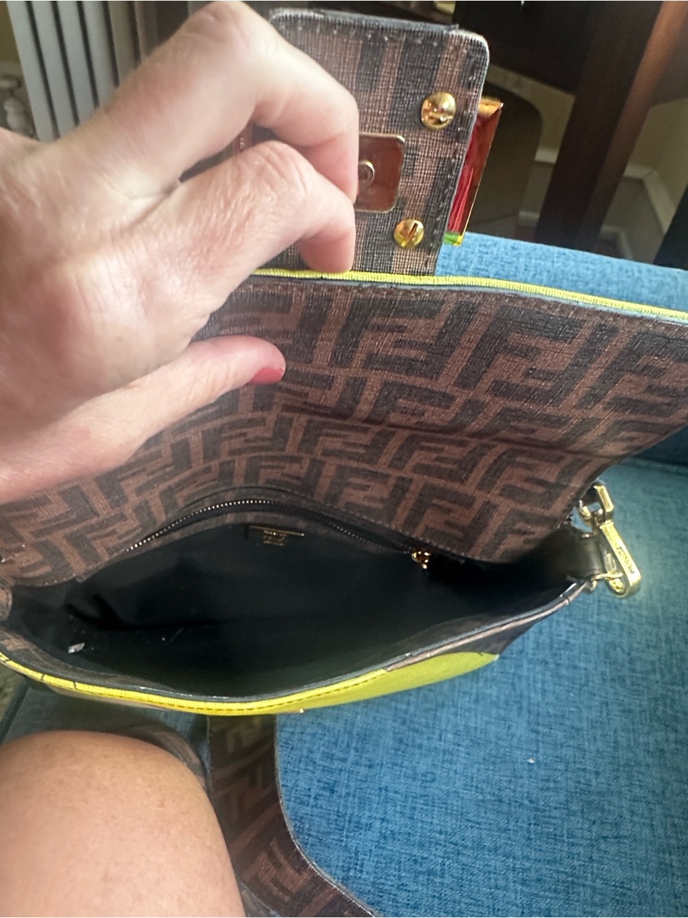 Fendi Brown Monogram Baguette with Yellow and Pink Graphic - Picture 8 of 12